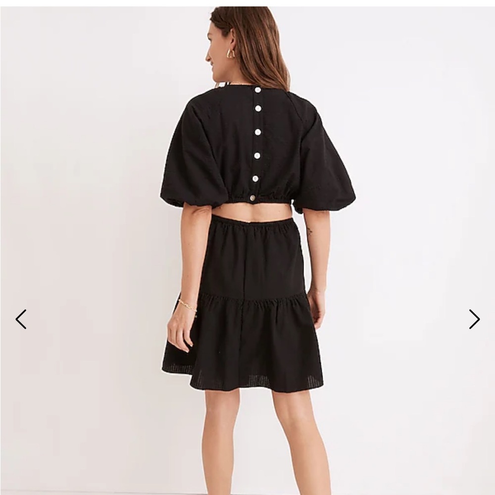 Seersucker Puff-Sleeve Cutout Mini Dress NWT S Madewell